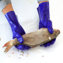 Anti Slip Waterproof Cotton Interlock Liner Long Cuff PVC Sandy Coated Industrial fishing gloves